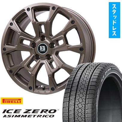 225/60R17 スタッドレスタイヤ ホイール4本セット PIRELLI ウィンター アイスゼロアシンメトリコ (5/114車用) ビッグウエイ B-LUGNAS BRD  17インチ