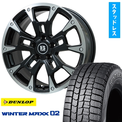 195/60R17 スタッドレスタイヤ ホイール4本セットライズ/ロッキー（ハイブリッド） DUNLOP ウインターマックス 02 WM02 ビッグウエイ B-LUGNAS BRD  17インチ