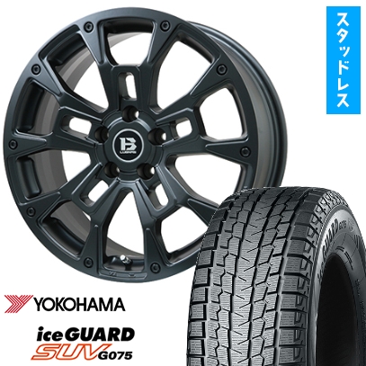 215/70R16 スタッドレスタイヤ ホイール4本セット YOKOHAMA アイスガード SUV G075 (5/114車用) ビッグウエイ B-LUGNAS BRD(マットブラック) 16インチ