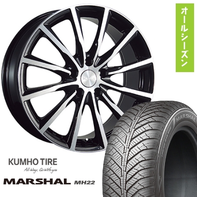 235/55R18 オールシーズンタイヤ ホイール４本セット (5/114車用) KUMHO マーシャル MH22(限定) ブリヂストン バルミナ A12 18インチ