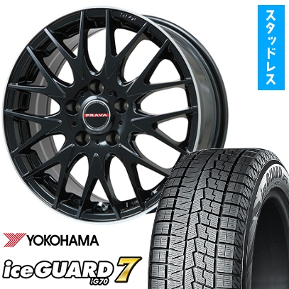 185/55R16 スタッドレスタイヤ ホイール4本セットアイスガード セブンIG70(4/100車用)BIGWAYLEYSEENプラバ9MJrII16インチ