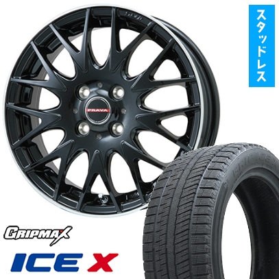 175/65R15 スタッドレスタイヤ ホイール4本セット (4/100車用) GRIP MAX アイスX BSW ブラックサイドウォール BIGWAY LEYSEEN プラバ9MJrII 15インチ