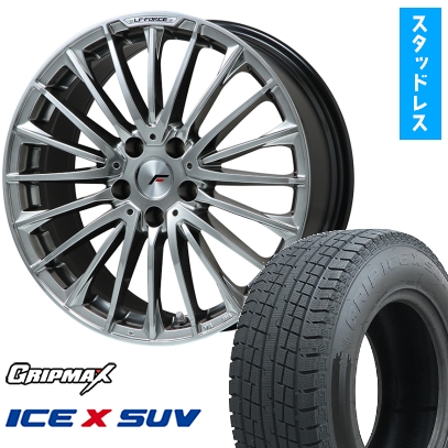 Ice X - 225/55R18 スタッドレスタイヤ＆銀輪４本仕かける 内燃機関X SUV BSW ブラックサイドウォール(押さえる) (5/114車用) レアマイスター LF-FORCE R14雄螺旋 18in