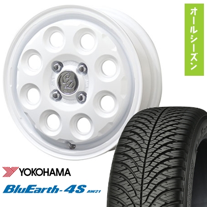 新品 軽自動車 オールシーズンタイヤ ホイール4本セット 165/55R15 ブルーアース 4S AW21 共豊 カワイイ デコル ネイチャー 15インチ