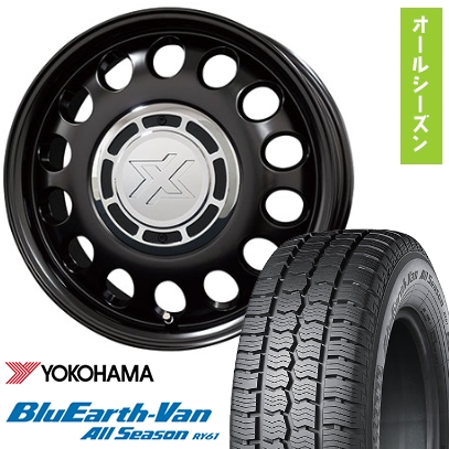 【新品】軽トラ 軽バン オールシーズンタイヤ ホイール４本セット 145/80R12 ヨコハマ ブルーアース Van RY61  80/78N クロスブラッド スティール 12インチ