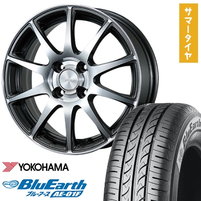 185/70R14 夏タイヤ ホイール４本セット YOKOHAMA ブルーアース AE-01F (4/100車用) BRIDGESTONE エコフォルム CRS23 14インチ
