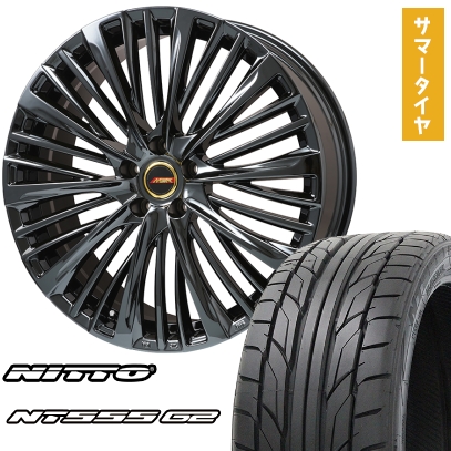 245/40R21 夏タイヤ ホイール4本セット NITTO NT555 G2 (5/120車用)  プレミックス MER-X (平座ナット) 21インチ