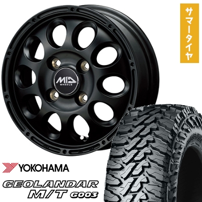 145/80R12 80/78N 夏タイヤ ホイール４本セット ヨコハマ ジオランダー M/T G003 MID ガイア クロス 12インチ