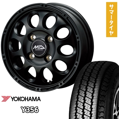 145/80R12 80/78N 夏タイヤ ホイール４本セット ヨコハマ Y356 MID ガイア クロス スズキ キャリー専用 12インチ