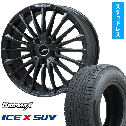 225/60R18 スタッドレスタイヤ ホイール4本セット (5/114車用) GRIP MAX SUV BSW ブラックサイドウォール レアマイスター LF-FORCE (平座ナット) 18インチ