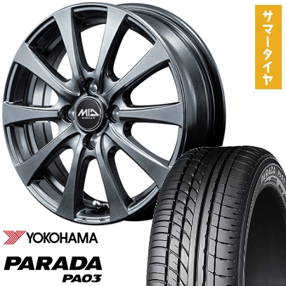 165/55R14 夏タイヤ ホイール４本セット ヨコハマ PARADA PA03 ブラックレター MID ユーロスピード G10 14インチ