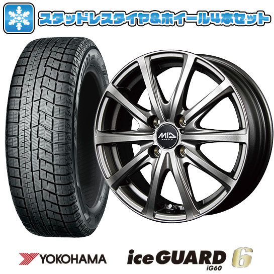 165/55R14 スタッドレスタイヤ ホイール４本セット YOKOHAMA アイスガード シックスIG60 (軽自動車用) MID WHEELS V25 14インチ : arktire 20941 156506 24930 24930 : アークタイヤ