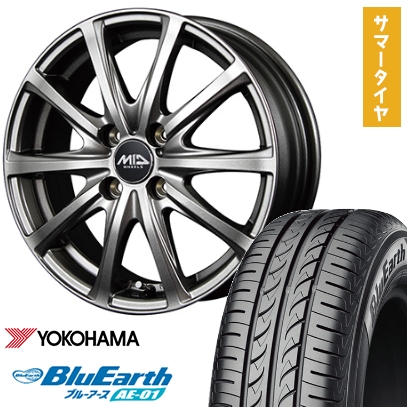 165/55R14 夏タイヤ ホイール４本セット ヨコハマ ブルーアース AE-01 MID ユーロスピード V25 14インチ
