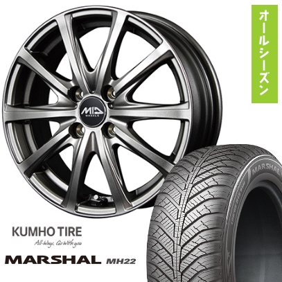 155/65R14 夏タイヤ ホイール４本セット クムホ マーシャル MH22 AS(限定) MID ユーロスピード V25 14インチ
