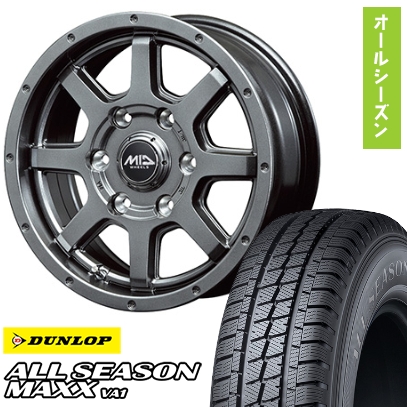 DUNLOP - 隊商 オール時期タイア 車輪４本仕掛ける 195/80R15 107/105N オール時期MAXX VA1 読み込むマックス マッドライダー 15in タイヤ、ホイール-オールシーズンタイヤ、ホイールセット-自動車