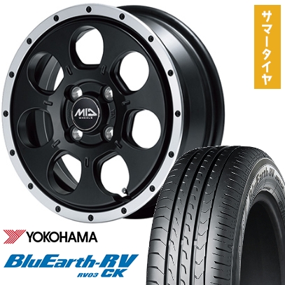 BluEarth - 165/70R14 夏タイア 銀輪４本仕かける  青味地びた RV-03CK MID 読み込むマックス WO-7 14in