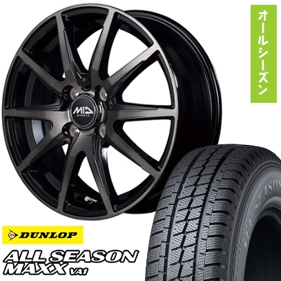 145/80R12 80/78N 夏タイヤ ホイール４本セット ダンロップ ASMAXX VA1 MID シュナイダー DR-02 12インチ