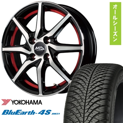 155/65R14 夏タイヤ ホイール４本セット ヨコハマ ブルーアース 4S AW21 AS MID シュナイダー RX810 14インチ