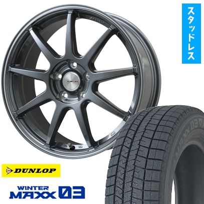 225/40R18 スタッドレスタイヤ ホイール4本セット (5/100車用) DUNLOP ウィンターMAXX 03 レアマイスター LMスポーツLM-QR 18インチ
