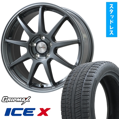 225/40R18 スタッドレスタイヤ＆ホイール４本セット GRIP MAX アイスX BSW ブラックサイドウォール(限定) (5/100車用) レアマイスター LMスポーツLM-QR 18インチ