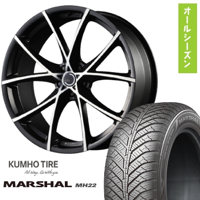 235/55R18 オールシーズンタイヤ ホイール４本セット (5/114車用) KUMHO マーシャル MH22(限定) エムズスピード ジュリア フルスロットル 18インチ