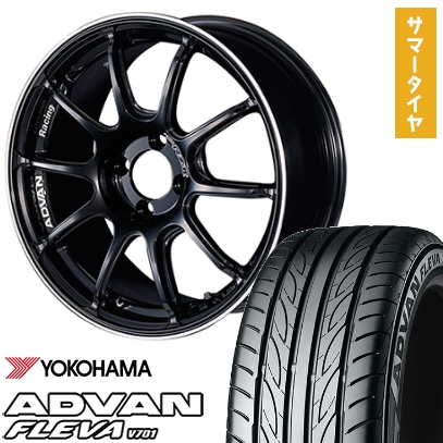 ADVAN - 205/40R17 夏タイア 車輪4本仕掛ける YOKOHAMA 居住地ヴァン フレバV701 (4/100車用) YOKOHAMA アドバンレーシング RZII 17in 自動車-タイヤ、ホイール-夏タイヤ、ホイールセット