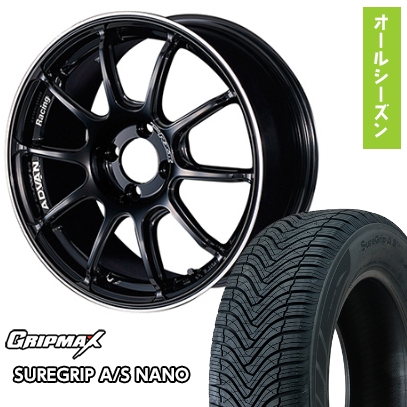 165/65R15 オールシーズンタイヤ ホイール4本セット タフト ソリオ グリップマックス シュアグリップA/S ナノ(限定) ヨコハマ ADVAN Racing RZII 15インチ