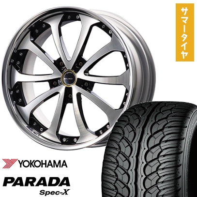 PARADA Spec-X - 285/45R22 夏タイア 銀輪4本仕かける ランクル200 YOKOHAMA MZ SPEED ジュノウ バベル FORGED 22in