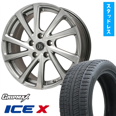 225/40R18 スタッドレスタイヤ＆ホイール４本セット GRIP MAX アイスX BSW ブラックサイドウォール(限定) (5/100車用) ブランドルライン ボレアノ10 18インチ
