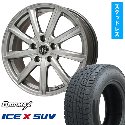 225/65R17 スタッドレスタイヤ ホイール4本セット GRIP MAX アイスX SUV BSW (限定) (5/114車用) ブランドルライン ボレアノ9 17インチ