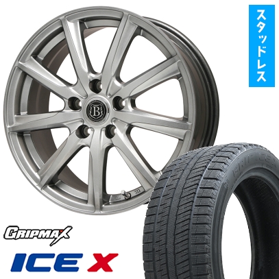 225/40R18 スタッドレスタイヤ＆ホイール４本セット GRIP MAX アイスX BSW ブラックサイドウォール(限定) (5/100車用) ブランドルライン ボレアノ9 18インチ