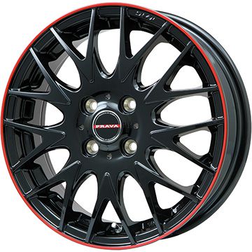 【新品国産4穴100車】 夏タイヤ ホイール4本セット 175/60R16 ダンロップ EC202L ビッグウエイ LEYSEEN プラバ9MJrII グロスブラック/レッドリム 16インチ｜ark-tire