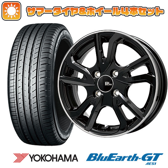 195/50R16 夏タイヤ ホイール4本セット YOKOHAMA ブルーアース GT AE51 (4/100車用) BRANDLE-LINE レツィオ ブラックリムポリッシュ 16インチ｜ark-tire