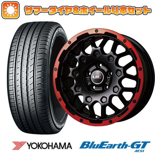 215/65R16 夏タイヤ ホイール4本セット YOKOHAMA ブルーアース GT AE51 (5/114車用) LEHRMEISTER LMG MS 9W マットブラックレッドリム 16インチ :arktire 1310 110708 28572 28572:アークタイヤ