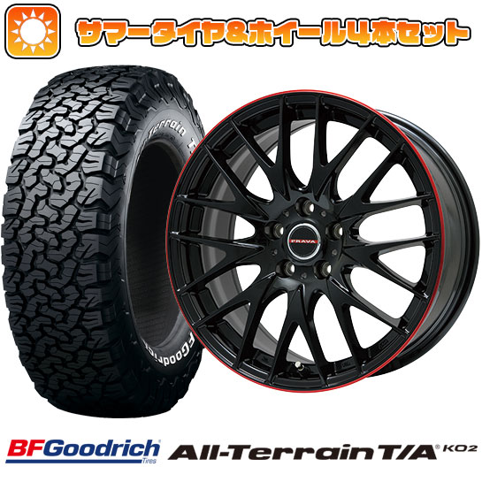 225/65R17 夏タイヤ ホイール4本セット BFグッドリッチ オールテレーンT/A KO2 RBL (5/114車用) BIGWAY LEYSEEN プラバ9M(グロスブラック/レッドリム) 17インチ :arktire 2182 114803 23750 23750:アークタイヤ