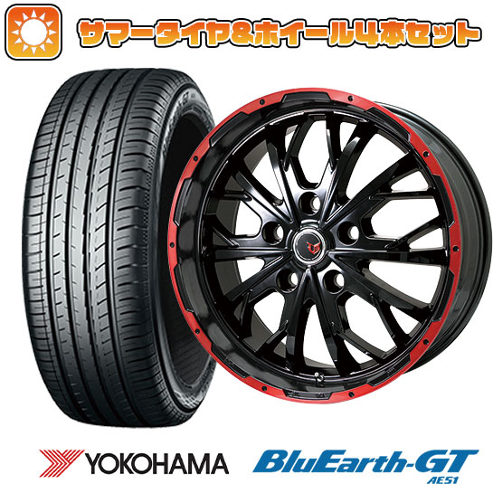 215/65R16 夏タイヤ ホイール4本セット YOKOHAMA ブルーアース GT AE51 (5/114車用) LEHRMEISTER LMG ヴァスティア(グロスブラック/レッドリム) 16インチ :arktire 1310 115351 28572 28572:アークタイヤ