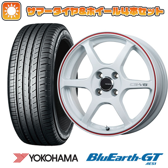 F:165/55R15 R:195/45R16 夏タイヤ ホイール4本セット S660 YOKOHAMA ブルーアース GT AE51 LEHRMEISTER CS V6(ホワイト/レッドライン) :arktire 9481 116730 28574 28558:アークタイヤ