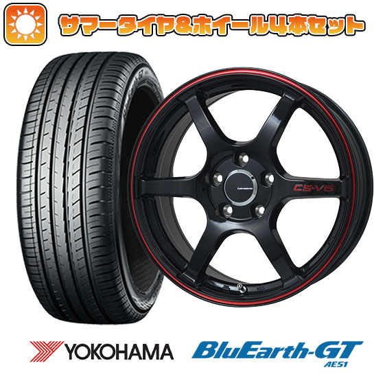 205/50R17 夏タイヤ ホイール4本セット YOKOHAMA ブルーアース GT AE51 (4/100車用) LEHRMEISTER CS V6(グロスブラック/レッドライン) 17インチ :arktire 25201 116378 28551 28551:アークタイヤ