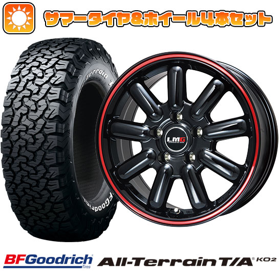 225/65R17 夏タイヤ ホイール4本セット BFグッドリッチ オールテレーンT/A KO2 RBL (5/114車用) LEHRMEISTER LMG MOS 9(グロスブラック/レッドライン) 17インチ :arktire 2182 116785 23750 23750:アークタイヤ