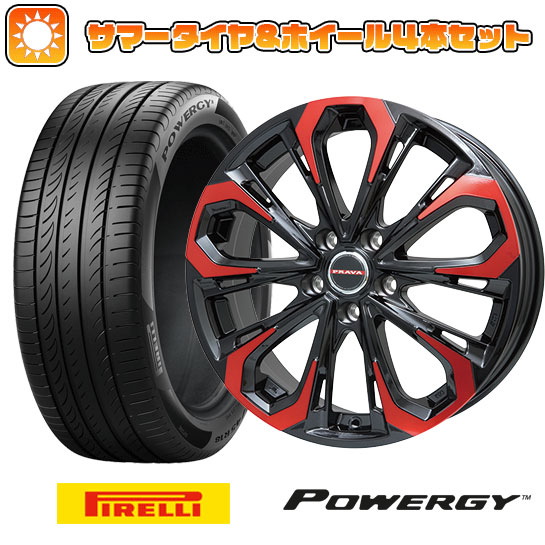 235/50R18 夏タイヤ ホイール４本セット (5/114車用) PIRELLI パワジー ビッグウエイ LEYSEEN プラバ5X(レッドクリア) 18インチ :arktire 454 118962 36972 36972:アークタイヤ