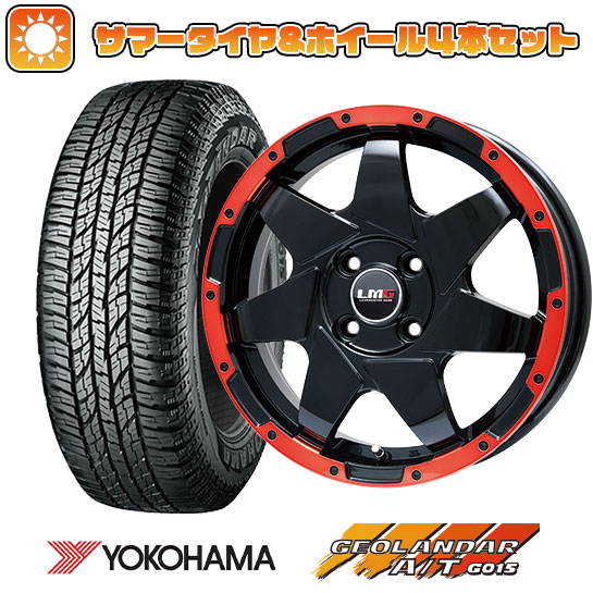 215/70R16 夏タイヤ ホイール4本セット YOKOHAMA ジオランダー A/T G015 RBL (5/114車用) LEHRMEISTER LMG shuriken グロスブラック/レッドリム 16インチ :arktire 1581 117273 24494 24494:アークタイヤ