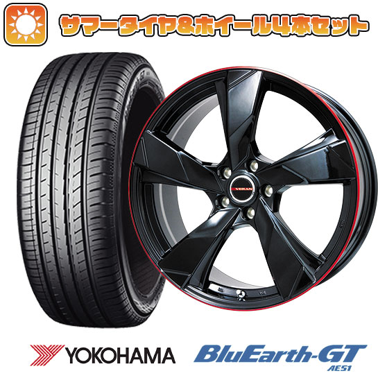 205/55R17 夏タイヤ ホイール4本セット YOKOHAMA ブルーアース GT AE51 (5/114車用) PREMIX ヴェランV(グロスブラック/レッドリム) 17インチ :arktire 1741 119929 28554 28554:アークタイヤ