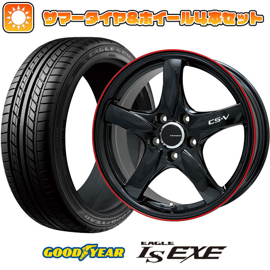 215/50R17 夏タイヤ ホイール4本セット GOODYEAR EAGLE LS EXE(限定) (5/114車用) LEHRMEISTER CS V(グロスブラック/レッドリム) 17インチ :arktire 1842 128675 31589 31589:アークタイヤ