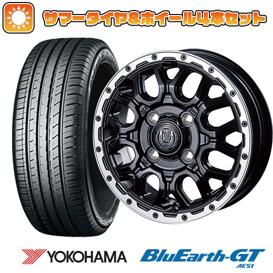 195/55R16 夏タイヤ ホイール4本セット YOKOHAMA ブルーアース GT AE51 (4/100車用) INTER MILANO MUD BAHN XR-800M 16インチ｜ark-tire