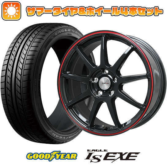 225/55R17 夏タイヤ ホイール4本セット GOODYEAR EAGLE LS EXE(限定) (5/114車用) LEHRMEISTER LMスポーツLM QR グロスブラック/レッドライン 17インチ :arktire 1861 137327 32119 32119:アークタイヤ