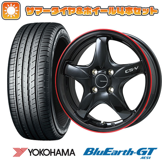 195/50R16 夏タイヤ ホイール4本セット YOKOHAMA ブルーアース GT AE51 (4/100車用) LEHRMEISTER CS V(グロスブラック/レッドリム) 16インチ :arktire 1502 128666 28561 28561:アークタイヤ