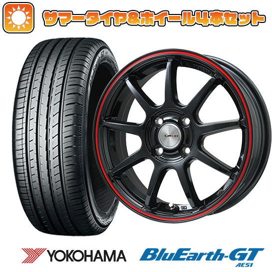 195/50R16 夏タイヤ ホイール4本セット YOKOHAMA ブルーアース GT AE51 (4/100車用) LEHRMEISTER LMスポーツLM QR グロスブラック/レッドライン 16インチ :arktire 1502 137322 28561 28561:アークタイヤ