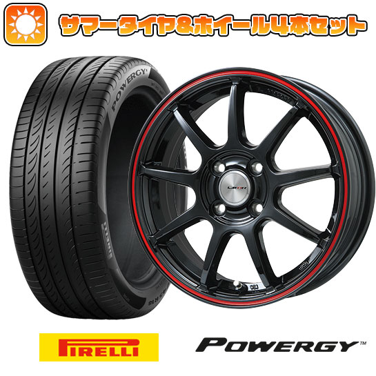 195/55R16 夏タイヤ ホイール4本セット PIRELLI パワジー (4/100車用) LEHRMEISTER LMスポーツLM QR グロスブラック/レッドライン 16インチ :arktire 190 137319 36996 36996:アークタイヤ