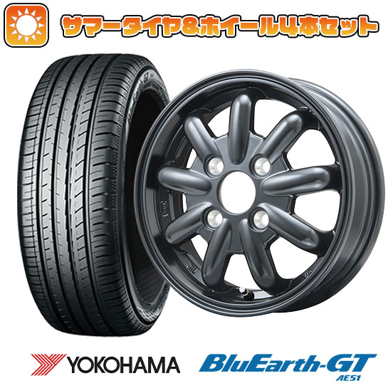 155/65R14 夏タイヤ ホイール4本セット N BOX タントカスタム ワゴンR YOKOHAMA ブルーアース GT AE51 BRANDLE LINE ストレンジャーKST 9改(ブラック) 14インチ :arktire 10161 142318 28581 28581:アークタイヤ