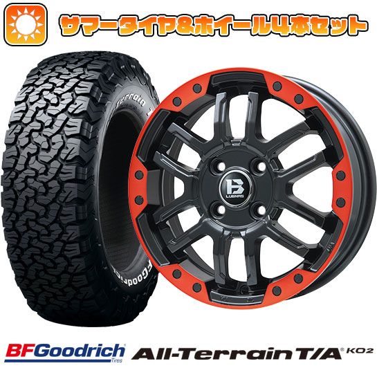 225/70R16 夏タイヤ ホイール4本セット BFグッドリッチ オールテレーンT/A KO2 RWL/RBL (5/114車用) BIGWAY B LUGNAS FRD(マットブラック/レッドリム) 16インチ :arktire 2563 137788 22213 22213:アークタイヤ